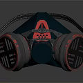 Fire Equipment Gas Mask With Green Red Protective Design And Filter Canisters