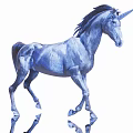 Majestic Unicorn Walking By Lakeside With Full Moon Mountains And Trees Reflection