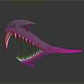 Reptile with Gray Skin Sharp Teeth and Open Mouth Showing Fangs