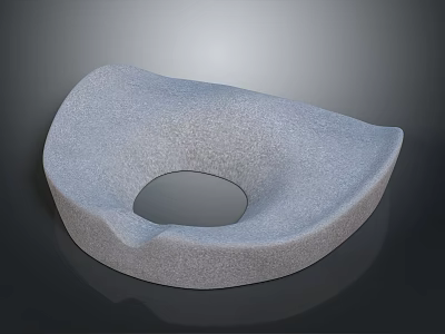 Grey Foam Seat Cushion with Central Hole for Ergonomic Daily Comfort Use 3d model