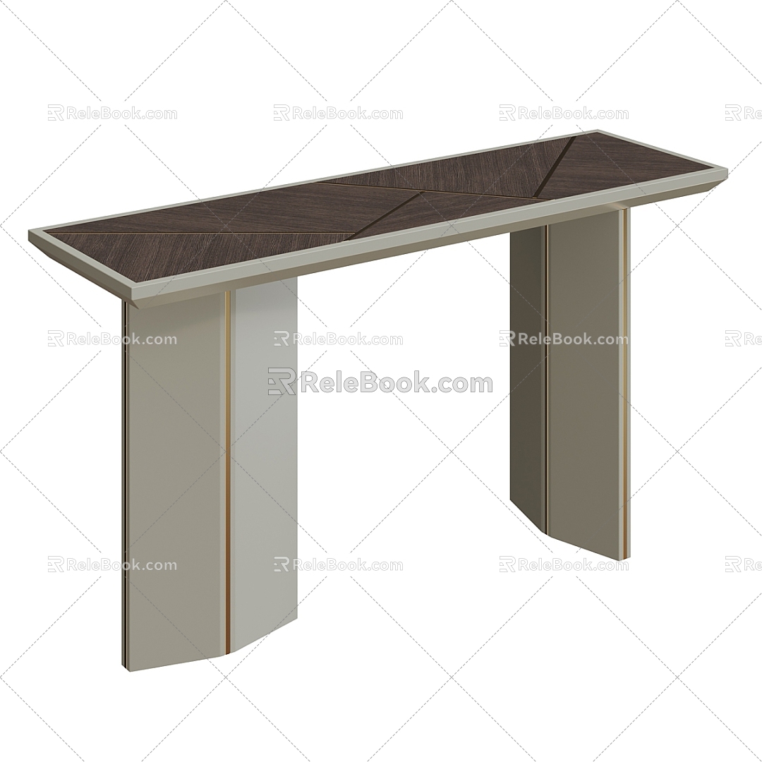 Modern Light Luxury Metal Wooden End Desk 3d model