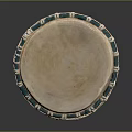Traditional African Wooden Drum With White Head Green Trim And Rope Bindings