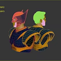 Game Movie Character Blue Yellow Costume With Helmet And Shoulder Armor Design