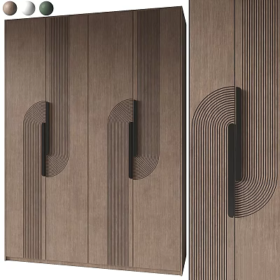 Wooden Surface Furniture Handles Featuring Curved Line Patterns And Unique Shapes 3d model