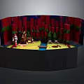 Miniature Scenic Model With Red Trees Figures Blue Water And Green Plants