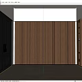 Modern Foyer Hallway With Wooden Panel Walls Dark Door And Beige Floor