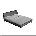 Modern Double Bed With Curved Headboard Light Gray Frame And Black Slim Legs 3d model