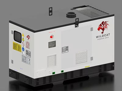 WILDCAT Industrial Generator Equipment With White Gray Exterior Control Panel And Ventilation Grilles 3d model
