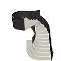 Modern Spiral Staircase Design With Black Railings And White Steps