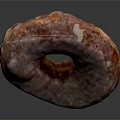 Appetizing Cured Salami Slice with Red and White Marbled Texture and Glistening Surface
