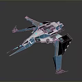 Futuristic Spaceship 3D Model With Blue Glowing Accents And Aerodynamic Design