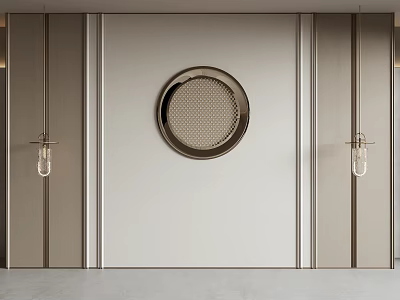 Sleek Modern Background Wall Design With Central Circular Decor And Metallic Side Panels 3d model