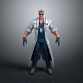 Male Medical Professional 3D Model Wearing Lab Coat Stethoscope And Black Gloves