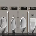 Commercial Restroom Urinals In Partition Stalls With White Ceramic Finish