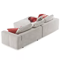 Light Beige Sectional Sofa Interior With Red Pink Gray Pillows And Red Throw Blanket 3d model