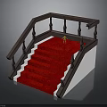 Stairs Interior Design With Red Carpet Brown Railing And White Steps