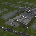 Modern Industrial Plant Complex Featuring Multiple Buildings Greenery And Roads 3d model