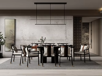 New Chinese Restaurant Table and Chair Combination 3d model