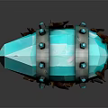 Mechanical Sculpture Design With Blue Glowing Top Metallic Structure And Intricate Details