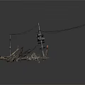 Metallic Scene Components With Cables Orange Basket Metal Frames And Rocky Bases