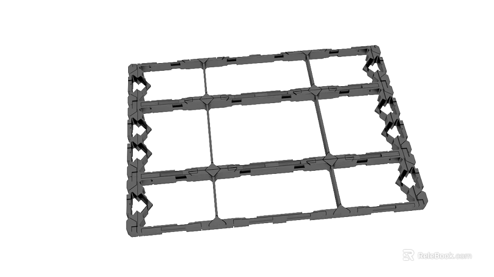 Black Modular Grid Framework With Interlocking Plastic Components For Assembly 3d model