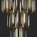 Modern Gold Multi tier Chandelier With Vertical Light Tubes And Elegant Design 3d model