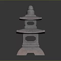 Traditional Japanese Stone Lantern With Pagoda Style Tiered Roof And Decorative Base