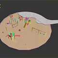 Circular Playground Structure With Sand Area Slides Swings And Climbing Frames