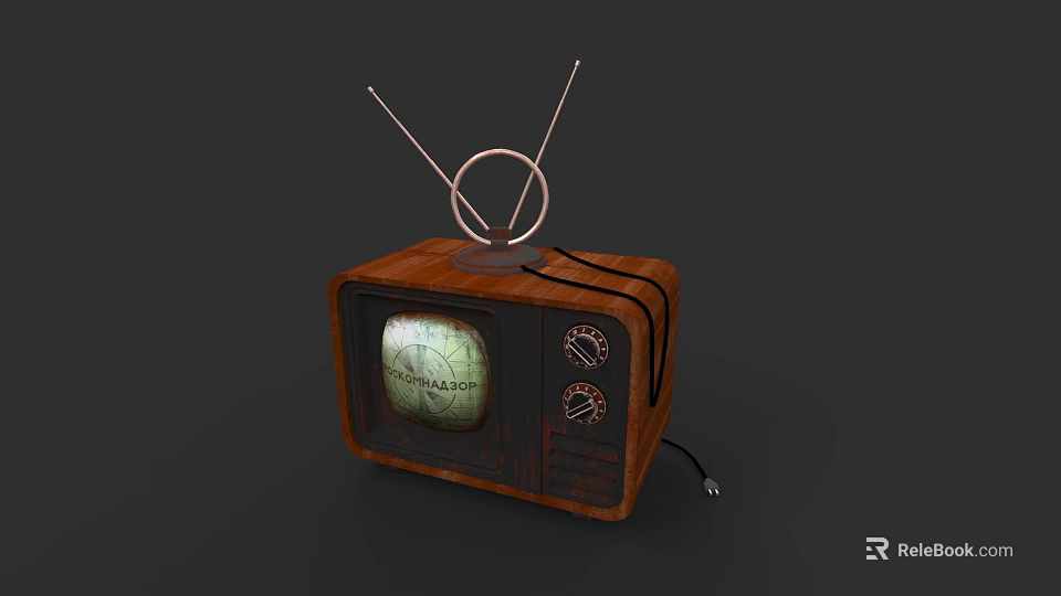 Vintage Television With Wooden Case Retro Antennas Control Knobs And Classic Design 3d model 