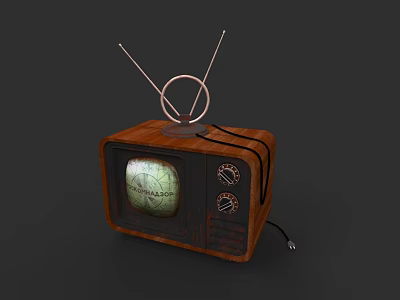 Vintage Television With Wooden Case Retro Antennas Control Knobs And Classic Design 3d model
