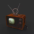 Vintage Television With Wooden Case Retro Antennas Control Knobs And Classic Design