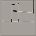 Modern Linear Design Pendant Lights With Metal Frame Hanging In Interior Space 3d model