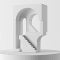 Modern Minimalist Ornamental Decorative Set With Concrete Geometric Arched Doorways And Steps