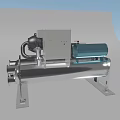 Industrial Water Chiller Equipment With White Control Box Blue Cylindrical Component And Silver Tubular Structure