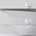 Modern Reception Desk With Sleek Curved Structure And Dual Computer Monitors 3d model