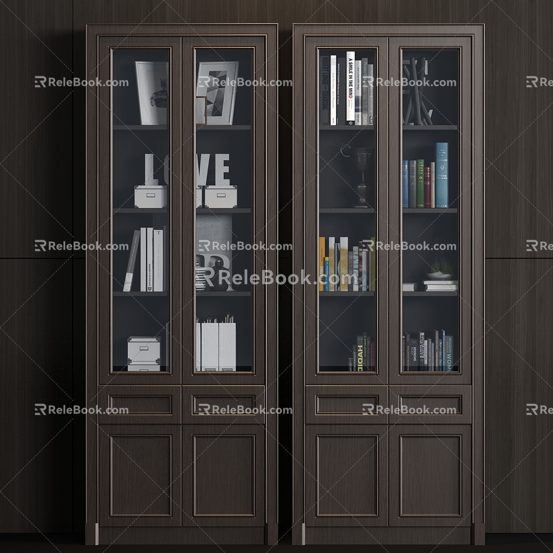 New Chinese Style Solid Wood Bookcase Book Jewelry Combination 3d model