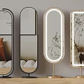 Stylish Decorative Mirrors With Various Designs Black Gold Frames And LED Lighting 3d model