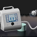 Modern White Portable Medical Device With Display Screen Control Buttons And Flexible Hose