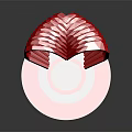 3D Red Heart Shaped Decorative Ornament With Golden Border And White Platform On Red Base