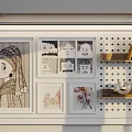 Modern Cozy Wall Decor With Art Prints Pegboard And Wooden Shelves