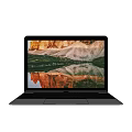 Open MacBook Laptop Featuring Modern Screen Displaying Mountain Landscape And Lake Reflection