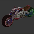 Wulong Motorcycle With Blue Red White Body Brown Seat And Large Tires