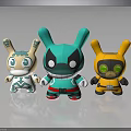 Colorful Cartoon Rabbit Toys With White Turquoise And Yellow Patterns