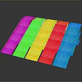 Colorful Step Shaped Objects in Pink Green Yellow Red Blue Colors on Dark Background