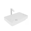Modern White Ceramic Wash Basin with Square Shape Countertop Mounted Design 3d model
