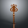 Ornate Copper Key With Intricate Decorative Top And Classic Design Elements