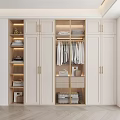 Elegant Modern Wardrobe Interior With Gold Accents And Layered Storage Solutions