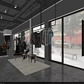 Modern Clothing Store Interior Design With Hanging Clothes Display Racks And Decorative Shelves