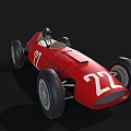Vintage Red Race Car With Open Cockpit And Number 22 On Body