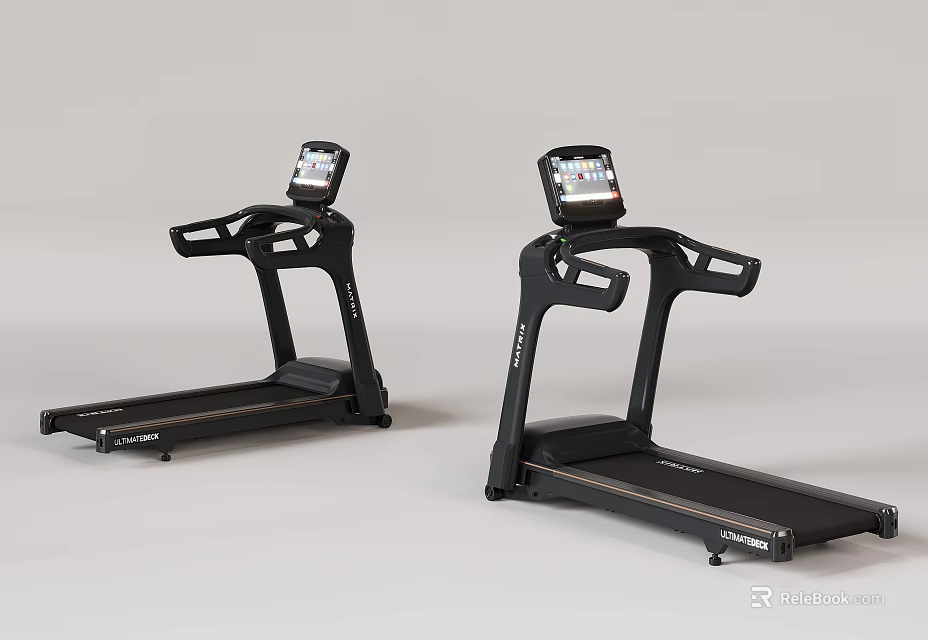 Modern Smart Treadmill With Digital Display And Black Frame For Home Fitness Use 3d model 